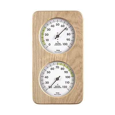 Imagen de TFA Dostmann Higrómetro térmico para sauna sintético resistente al calor, madera maciza, 131 x 34 240 mm (Helsinki (roble))