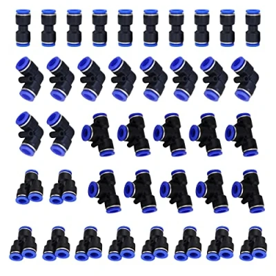 Imagen de HUAZIZ 40 Piezas Conexiones Neumáticas Enchufe Rapido Neumatico Conectores Manguera Neumática Push Connector 4 Tipos Herramientas para la Conexión de Tuberías Aire (6mm) PY6 PU6 PE6 PV6