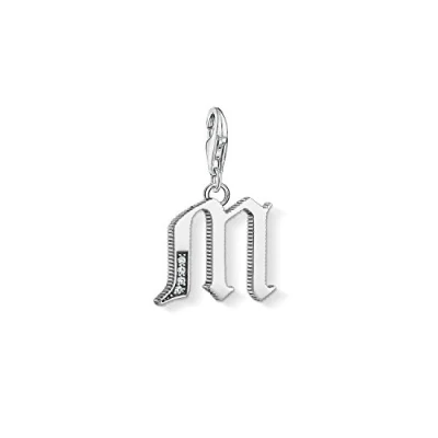 Imagen de Thomas Sabo Colgante de Mujer, Plata Ley 925 con Circonitas Blancas, Plateado, 6 cm, Letra M