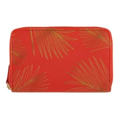 Imagen de DRAEGER PARIS 1886 Cartera para Mujer Hojas Doradas Rojo, Billetera, 15 x 2,5 9,5 cm