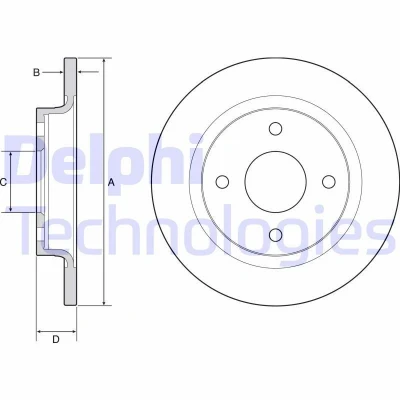 Imagen de DELPHI BG4954C Disco de freno 253 12 4 macizo revestido sin procesar cojinete rueda, anillo sensor ABS FORD: Fiesta 7, Mk7 Furgón