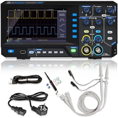 Imagen de PeakTech 1403, osciloscopio de memoria digital, 2 canales, 50 MHz, 500 MS/s, interfaz USB, software PC, P 1403