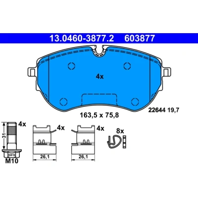 Imagen de ATE 13.0460 3877.2 Juego de pastillas freno VOLKSWAGEN: Amarok Pick up, Camión plataforma / Chasis