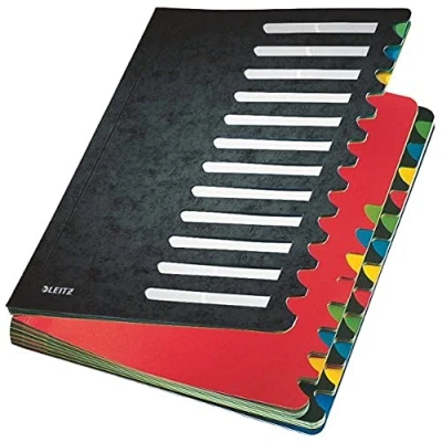 Imagen de Leitz 59120035 Archivador rígido de cartón con compartimentos del 1 24 color negro