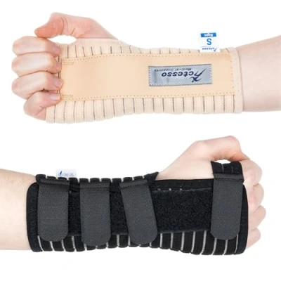 Imagen de Actesso Muñequera Transpirable Ideal para Túnel Carpiano, Esguinces, Lesiones por Esfuerzo Repetitivo y Tendinitis Izquierda o Derecha (Negro Derecha, S (Paquete de 1))