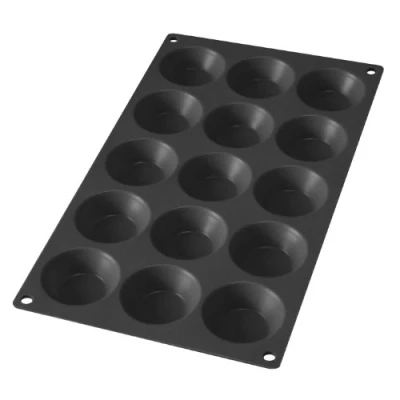 Imagen de Lékué Molde Tartaletas para repostería, Silicona Platino Negro, 15 cavidades