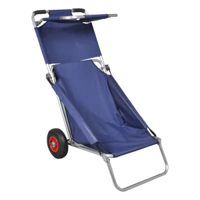 Imagen de vidaXL Carrito Silla Plegable Portátil de Playa Azul Carro Asiento Piscina