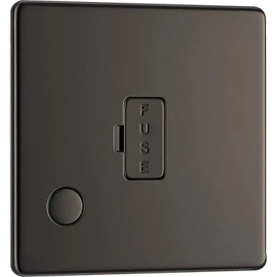 Imagen de BG Electrical FBN55 01 Placa Plana sin Tornillos, 13 A, Unidad de conexión fusionada, Salida Flexible, níquel Negro, 250 V