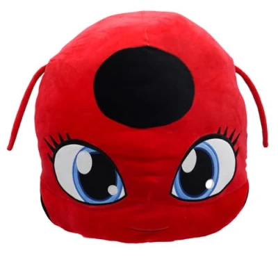 Imagen de Miraculous Ladybug Tikki Almohada de Peluche 40 cm Juguete Extra Suave para niños, con un Bolsillo Grande Secreto Cremallera en la Parte Trasera (Wyncor)