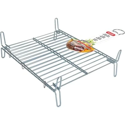 Imagen de Algon Parrilla Barbacoa 40x45 Acero Inoxidable Zincado Gris Metalizado con Cierre de Seguridad Ideal para Asar Carnes y Verduras Resistente Duradera Exterior