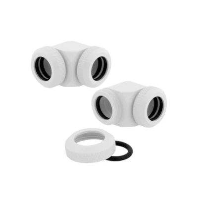 Imagen de Corsair Hydro X Series XF Hardline 90 Grados 12 mm OD Accesorios, Paquete Doble (Diseño de Compresión Línea Dura Junta Tórica Doble, Ajuste Tubería Fácil Diámetro) Blanco