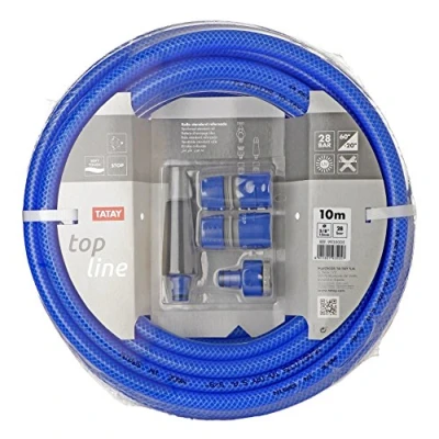 Imagen de Tatay Kit Manguera de jardineria Azul, en Rollo 10 m, Reforzada, Libre cadmio y BpA, Equipada con Completo riego, Soft Touch propiedas Anti UVA Uso Regular