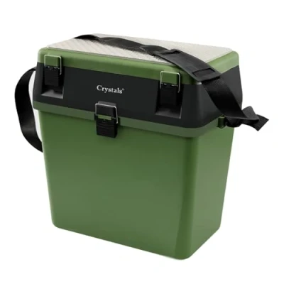 Imagen de Crystals Asiento de caja pesca acolchado en el mar con señuelo cebo, accesorios kit carpa, organizador almacenamiento equipos pesca,