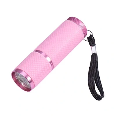 Imagen de Lurrose Portátil 9 LED Antorcha Linterna UV Luz Ultravioleta de aleación Aluminio detección Dinero sin batería (Rosa)