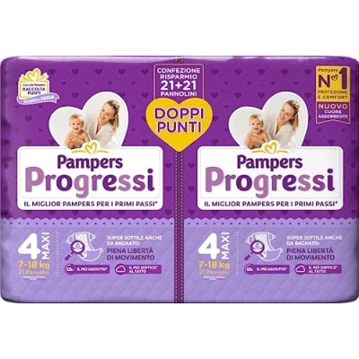 Imagen de Pampers Progressi Maxi, paquete doble, talla 4 (7 18 kg), 42 pañales