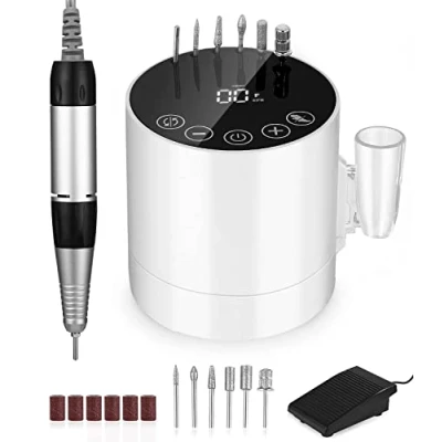 Imagen de Torno para Uñas 35000 RPM, Lima de Profesionales, Set Manicura y Pedicura con Pedal 6 Brocas, Uñas, Electrica Molinillo Eléctrico Gel o Acrilicas