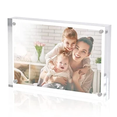Imagen de Sezanrpt marco de fotos acrílico 13x18 cm, pie libre, cristal transparente, imanes laterales dobles 13 cmx18 fotos, oficina, para pantalla soporte, anunciante la marca