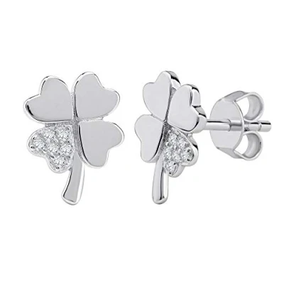 Imagen de SILVEGO MW13486S Pendientes de Plata 925 Trébol con Swarovski Zirconia