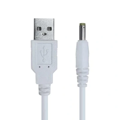 Imagen de OcioDual Cable Cargador USB DC de Carga Compatible con PSP 1000 2000 3000, Altavoces, Camaras Seguridad, Universal Baterías, 5V, 2A, 2.0, Blanco 1,2m
