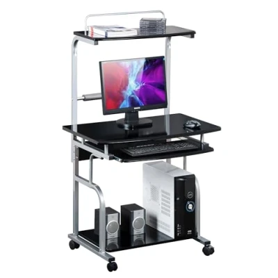 Imagen de Techly ICA TB 7800bk Negro, Metálico Oficina Escritorio Para Ordenador de rack (Panel fibra, Metal, Metálico, 4 rueda (S), 800 mm, 690 mm)