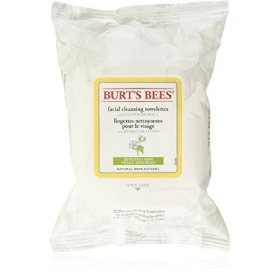 Imagen de Burt&#039;s Bees Las abejas de Burt sensibles faciales Toallitas limpieza con extracto algodón, 30 Count