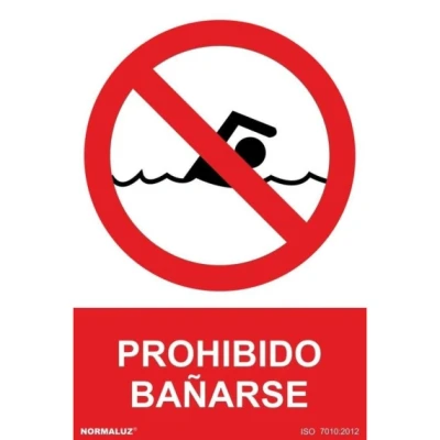 Imagen de Señal de Prohibido bañarse, con tintas UV SEKURECO