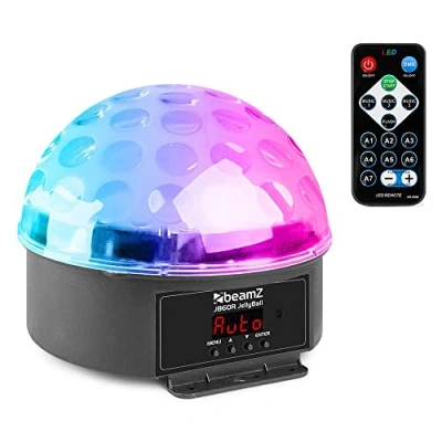 Imagen de BeamZ JB60R Jelly Ball Efecto de luz bola discoteca LED con 6 colores diferentes, control remoto, fácil usar, programas incorporados, responde al sonido, 5 canales DMX
