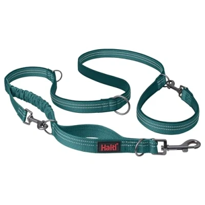 Imagen de Correa Multifuncional para Perros HALTI Anatomy con doble enganche, ideal pasear y adiestrar perros. Cómoda de sujetar reflectante. Adecuada cachorros (Talla S, Verde Azulado)