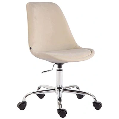 Imagen de CLP Silla De Oficina Toulouse Tapizada En Terciopelo I Escritorio Regulable Altura Sala Reuniones Giratoria Color:, Color:Crema