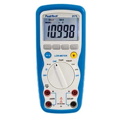 Imagen de PeakTech 2175 Medidor LCR para resistencia, capacitancia, inductancia, 11000 cuentas, pantalla LCD iluminada, protección contra polvo y agua (IP64), digital, amperímetro, probador de continuidad