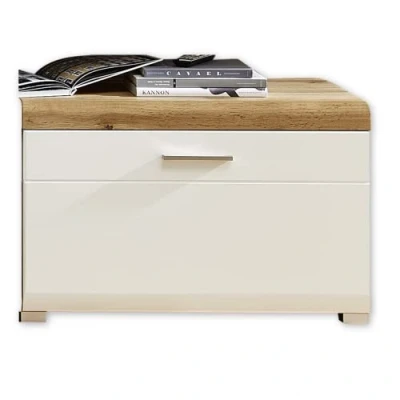 Imagen de Stella Trading Fun Plus Base blanca con bonito estante superior decorado en roble, tablero bajo de calidad para tu salón, 80 x 51 47 cm (ancho/alto/profundo)