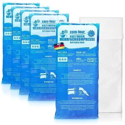 Imagen de com four® 5x Compresa Multiuso Grande con Funda de Vellón Compresas Frío/Calor Reutilizables, 29 x 12 cm Apto para Microondas Made in Germany