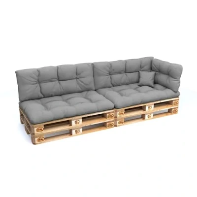 Imagen de POKAR Juego de Cojines 6 Piezas para Europalés Impermeable: 2X 120x80 +2X 120x40 + 1x 60x40 40x40, Sofá Paletas, sin Palés, Gris