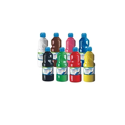 Imagen de Giotto Témpera Acrílica Set 8x500 ml (Blanco+Amarillo+Rojo+Magenta+Verde+Cyan+Negro+Marrón)
