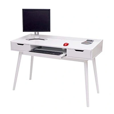 Imagen de Mendler Escritorio HWC A70b Mesa para ordenador (tablero de fibra densidad media, 120 x 55 cm), color blanco