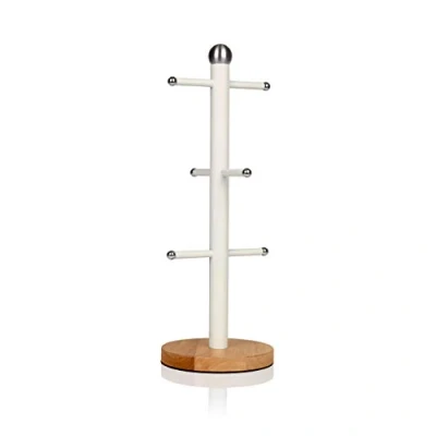 Imagen de Swan Nordic Soporte Almacenamiento para 6 Café, Porta Tazas de Árbol, Acero al Carbono y Base Bambú, Estable, Duradero, Diseño Moderno, Blanco, Talla única