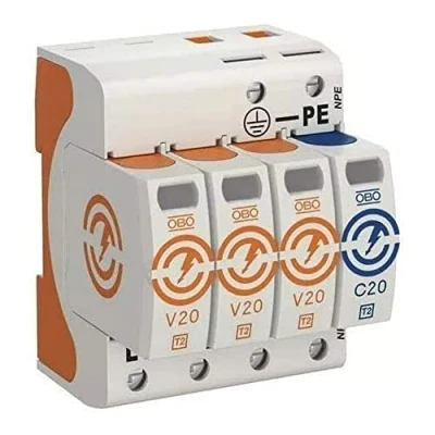 Imagen de OBO Bettermann 5095253 Descargador Combinado, de Corriente Rayos Tipo 1, T.2 V20 3+NPE 280
