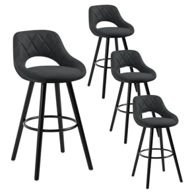 Imagen de WOLTU 4X Taburetes de Bar con Respaldo Sillas Cocina Juego 4 Altos Marco Madera Maciza Tela Silla Diseño Antracita BH291an