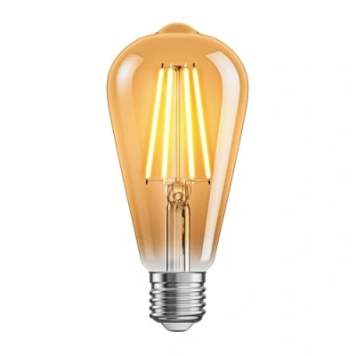 Imagen de ledscom.de Bombilla LED E27, ST64, blanco extra cálido (2500 K), 7,2 W, 814lm, regulador de intensidad 3 niveles, color dorado, bombilla, casquillo lámpara bajo consumo, clásico,