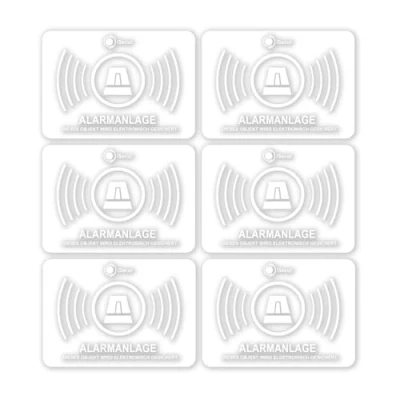 Imagen de Juego de 6 pegatinas para sistema alarma, transparentes, 5 x 3,5 cm, ventanas ventana, puerta, adhesivo exterior I hin_360