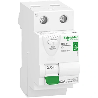 Imagen de Schneider Electric R9ERF263 RESI9 XE Interruptor diferencial 2P 63A 30mA Tipo Fsi Conectable Int Diff