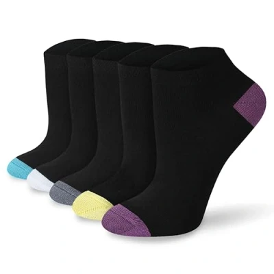 Imagen de Calcetines de tacón y puntera color negro en un paquete múltiple algodón rico panal suave top 5/10/15 pares paquetes, Heel &amp; Toe Pk2 Trainer, talla única