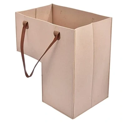 Imagen de YSOLDA Cesta de escalera en forma L, organizador almacenamiento tela con asas cuero/cesta grande para lavandería, juguetes, artículos del hogar (B)