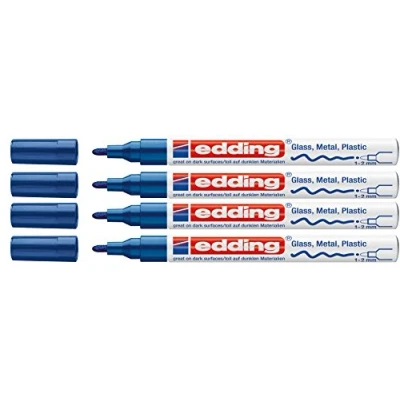Imagen de Edding 751 Marqueur peinture Pointe M, bleu, Lot de 4