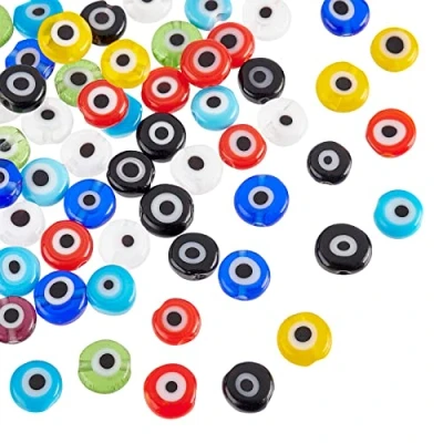 Imagen de NBEADS 1 hilo (aproximadamente 64 piezas) de colores mezclados redondos y planos 6 mm hechos a mano Cuentas espaciadoras para pulseras collares la fabricación