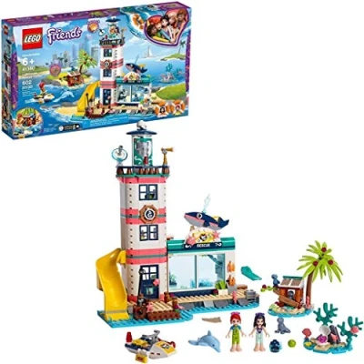 Imagen de LEGO Friends Centro de Rescate del Faro Nuevo set construcción Colorido Edificio con Tobogán Juguete y mini muñecas para Recrear Aventuras en la Costa (41380)