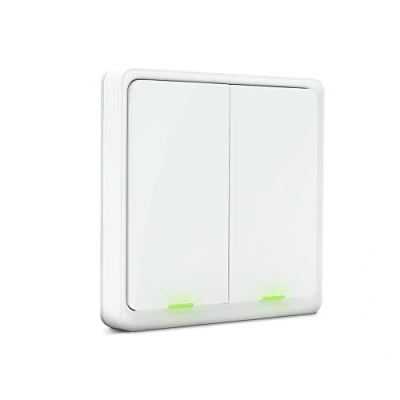 Imagen de Metronic 495714 Interruptor Inteligente inalámbrico sin Cable Zigbee/Wi Fi, 2 pulsadores, 3 acciones programables para casa Inteligente, Blanco