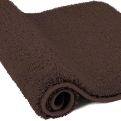 Imagen de wyewye Alfombrilla de baño microfibra para puerta, 2 cm, superabsorbente, 60 x 120 color café