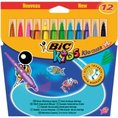 Imagen de BIC Kids Kid Couleur XL Rotuladores de colores Punta Muy Ancha surtidos, Pack 12