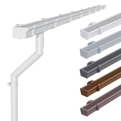 Imagen de Juego de Canalones casa jardín, NW 68 canalón caja 2 x 4m lluvia blancos PVC para tejado pent, Made in Germany INEFA